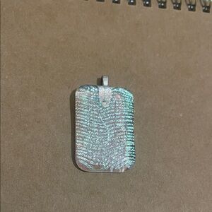 Dichroic Fused Glass Pendant! Silver, Blue and Clear Dancing Colors Pendant!